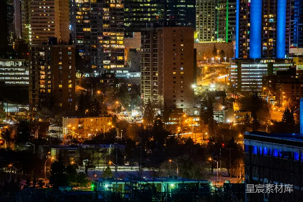 高清摄影 夜晚灯火辉煌的高楼大厦的城市