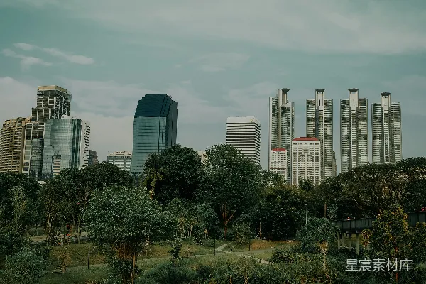 高清摄影 一幅城市景象，背景中可见高耸的建筑物。