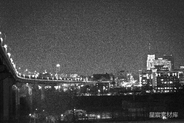 高清摄影 城市天际线，夜晚照亮的桥梁