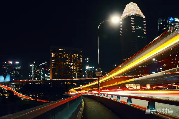 高清摄影 城市夜景中的光轨