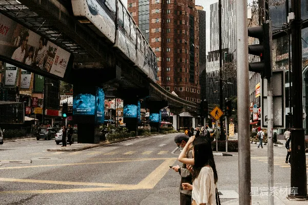 高清摄影 两个人站在路标旁边。