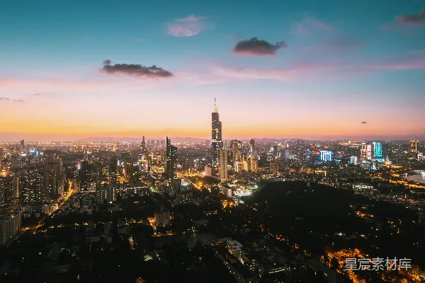 高清摄影 从山顶俯瞰夜晚的城市景色