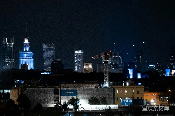 高清摄影 城市建筑在夜间时