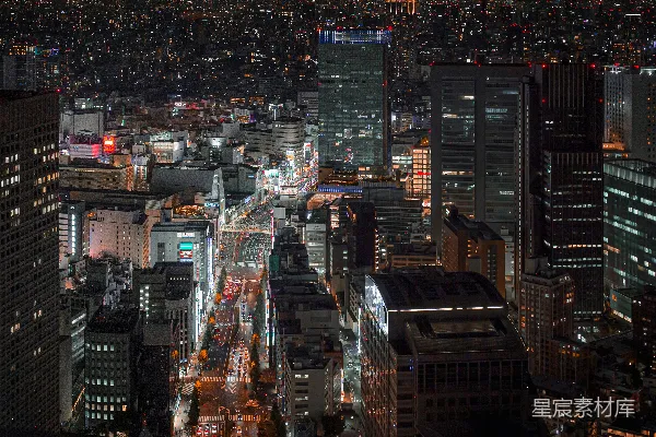 高清摄影 从摩天大楼的顶端俯瞰夜间的城市景色