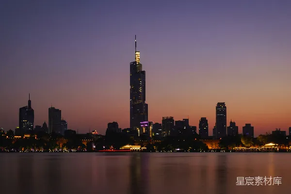 高清摄影 黄昏时分的城市天际线景色