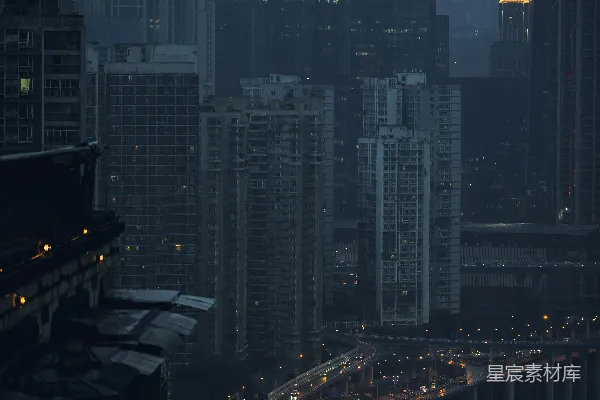 高清摄影 夜晚从高层建筑俯瞰城市景色