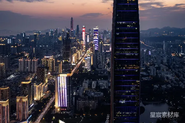 高清摄影 高层建筑夜晚时分