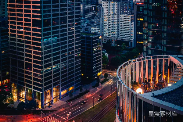 高清摄影 夜晚从建筑物顶层看城市景色
