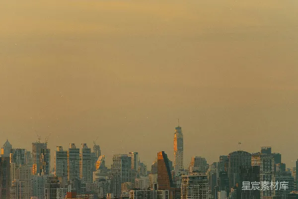 高清摄影 一座城市的远景，有高楼大厦。