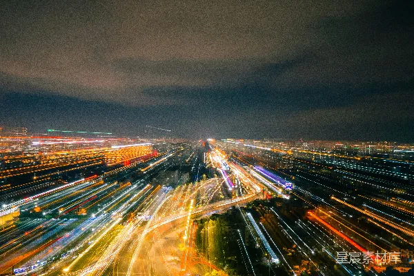 高清摄影 夜晚城市的一幅航拍图