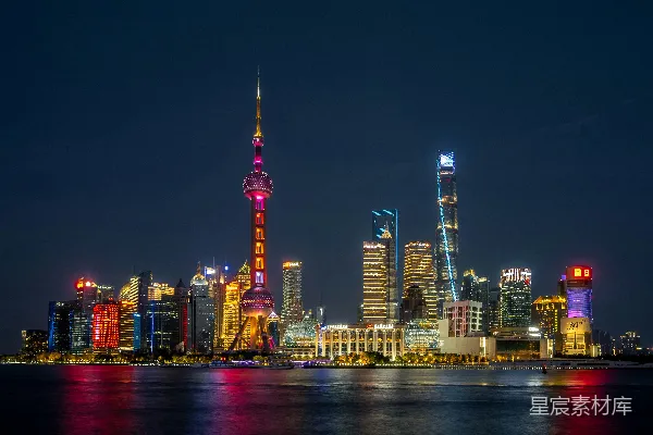 高清摄影 夜晚从水边看城市景色