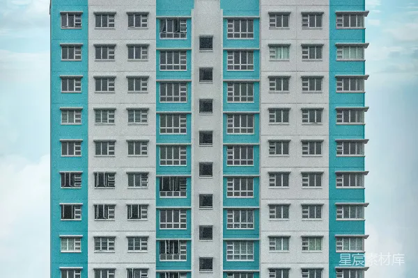 高清摄影 蓝绿色和白色高层建筑