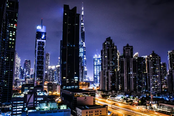 高清摄影 城市建筑在夜间