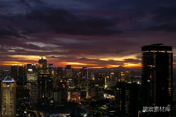 高清摄影 夜幕下的城市天际线