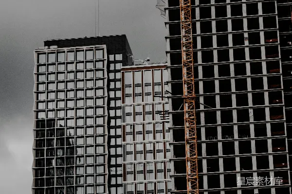 高清摄影 灰暗天空下的黑白建筑