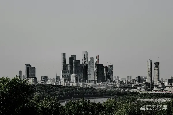 高清摄影 一张黑白的城市天际线照片