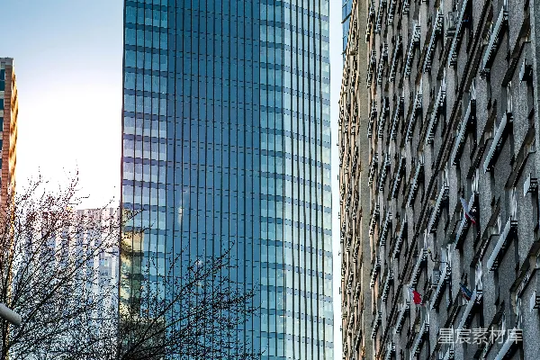 高清摄影 几栋高楼并排相邻。