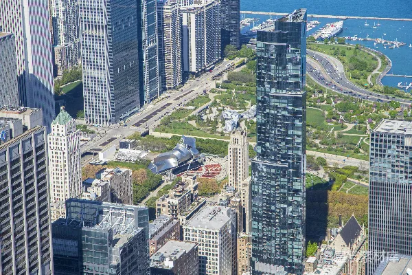 高清摄影 一座城市的俯瞰图，有高楼大厦