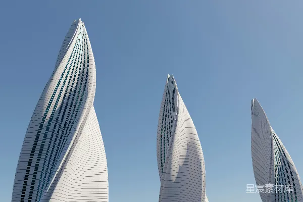 高清摄影 一组并排的高大白色建筑