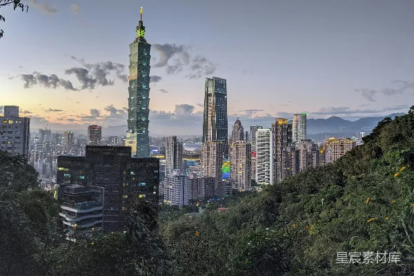 高清摄影 白天城市建筑旁的绿树
