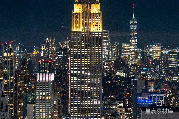 高清摄影 纽约市夜景中的帝国大厦