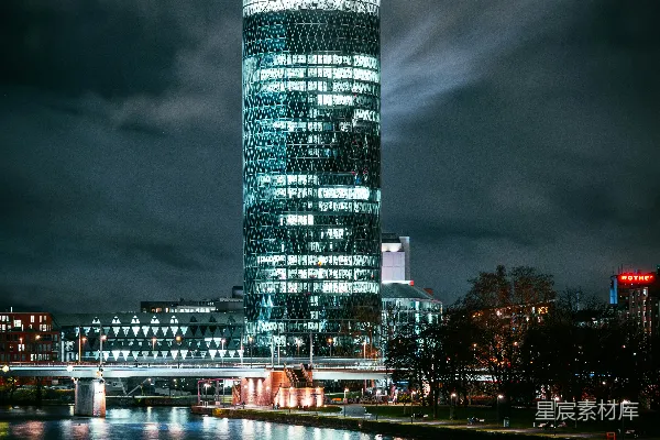 高清摄影 夜景中的城市天际线