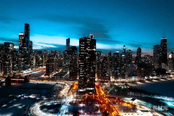 高清摄影 夜晚从建筑物顶部俯瞰城市景象