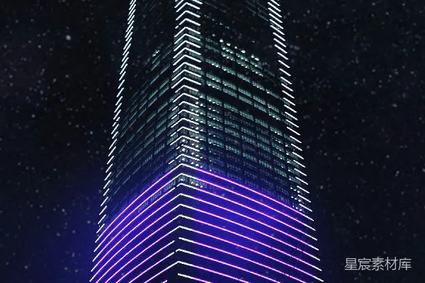 高清摄影 白色和紫色照明的建筑