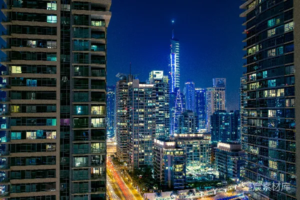 高清摄影 城市建筑在夜间时