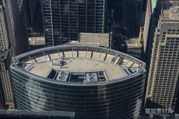 高清摄影 城市中一个圆形建筑的俯瞰图