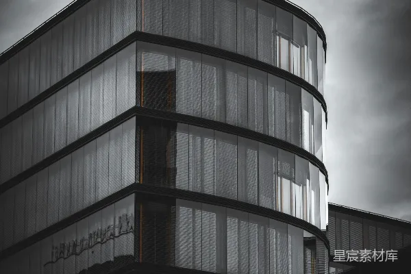 高清摄影 一座高楼，侧面有一个钟表。