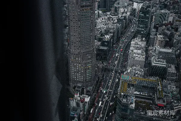 高清摄影 城市上空俯瞰图，有许多高楼大厦。