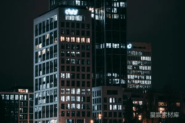 高清摄影 夜晚的黑白混凝土建筑