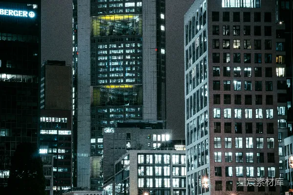 高清摄影 夜晚的黑白混凝土建筑