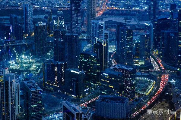 高清摄影 从摩天大楼的顶端俯瞰夜晚的城市景色。