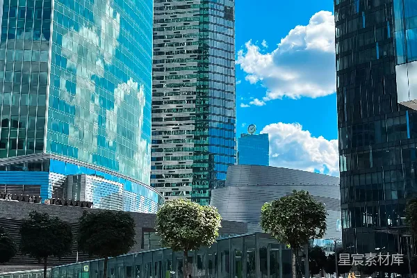 高清摄影 两座高大的建筑物并排而立