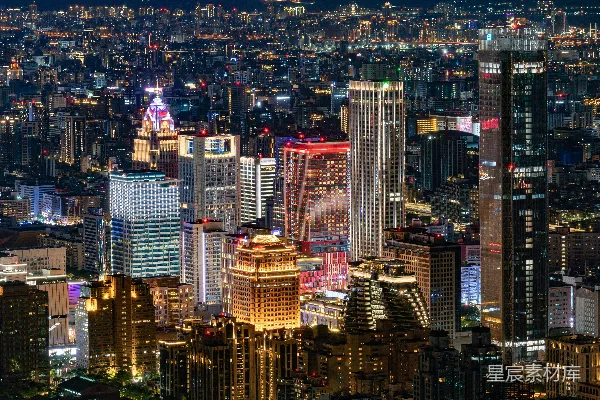高清摄影 从摩天大楼的顶部俯瞰夜晚的城市景色
