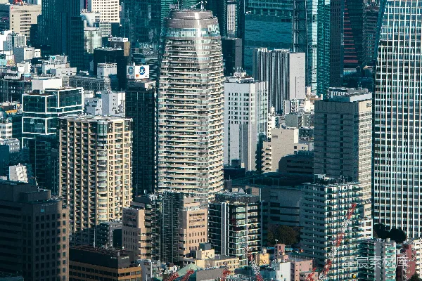 高清摄影 一幅城市全景图，高楼林立，摩天轮隐约可见。