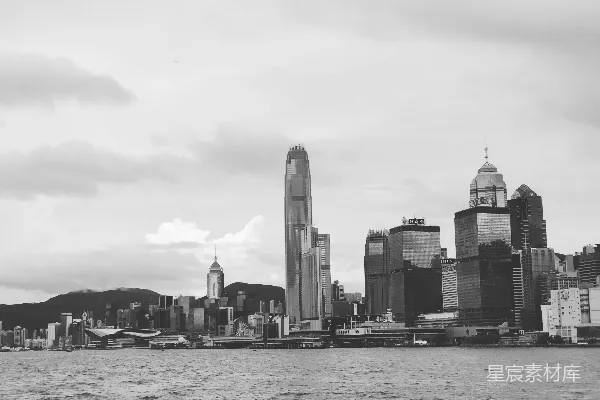 高清摄影 城市高楼大厦的黑白摄影，俯瞰大海