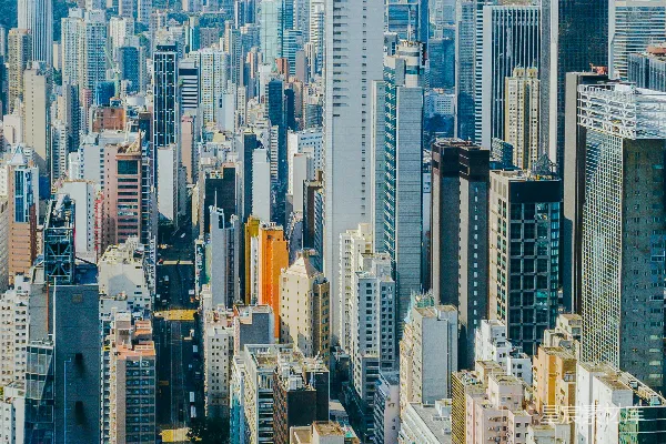 高清摄影 白天的空中俯瞰城市建筑