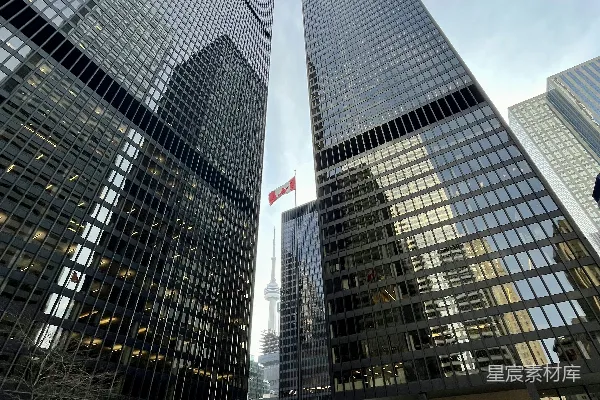 高清摄影 几栋高大的建筑物并排矗立着