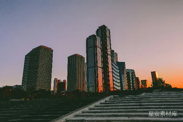 高清摄影 白天蓝天下的城市天际线
