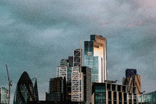 高清摄影 一座城市的全景，天空中云层密布，高楼大厦在其中若隐若现。