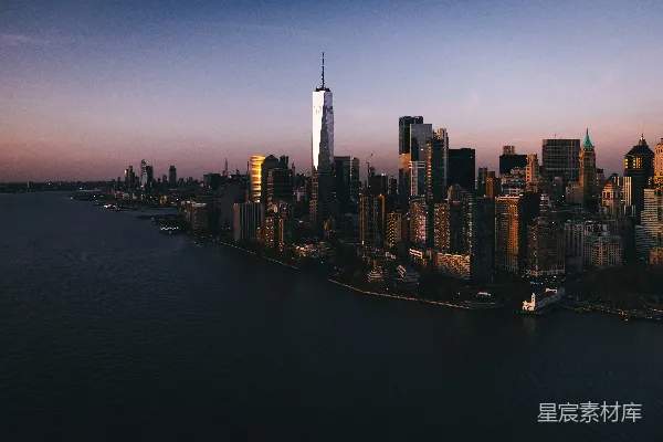 高清摄影 日落时分的城市空中俯瞰图