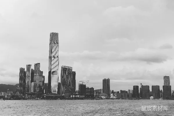 高清摄影 城市天际线的灰阶摄影