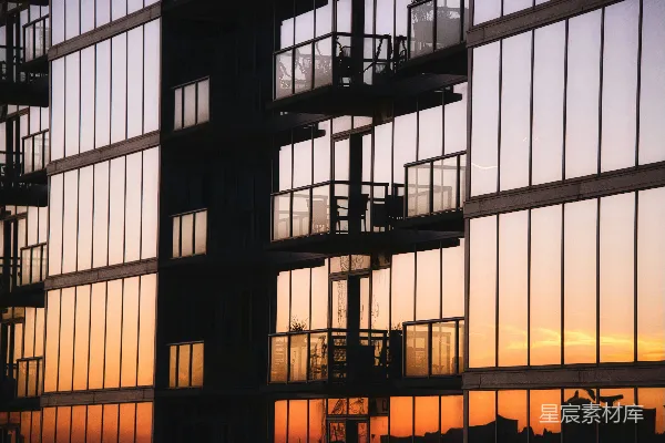 高清摄影 夕阳下建筑物的剪影
