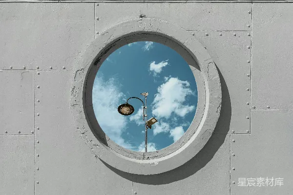 高清摄影 蓝白圆墙饰