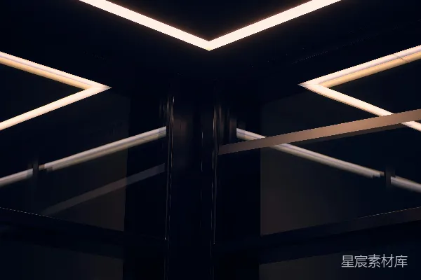 高清摄影 现代建筑，带有几何线条和柔和的照明。