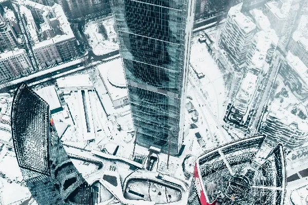 高清摄影 雪中的城市鸟瞰图