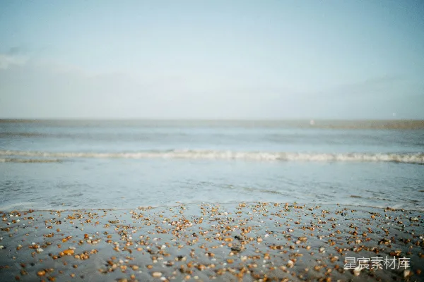 海滩上沙子的特写镜头，背景是大海。